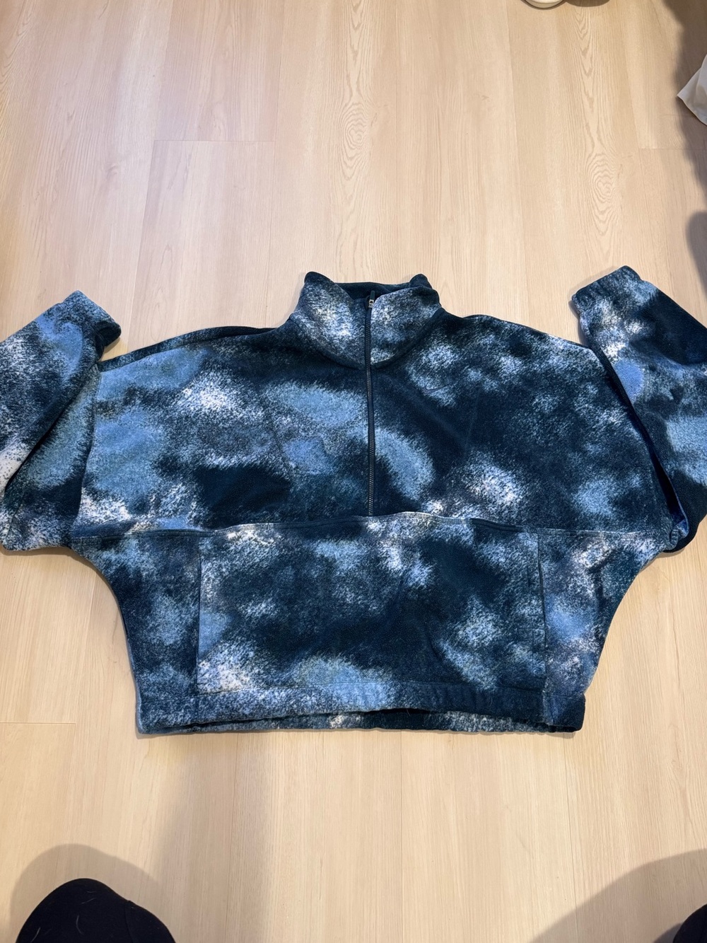 Nike Women's Blue & White Tie-Dye Teddy Half-Zip Jacket